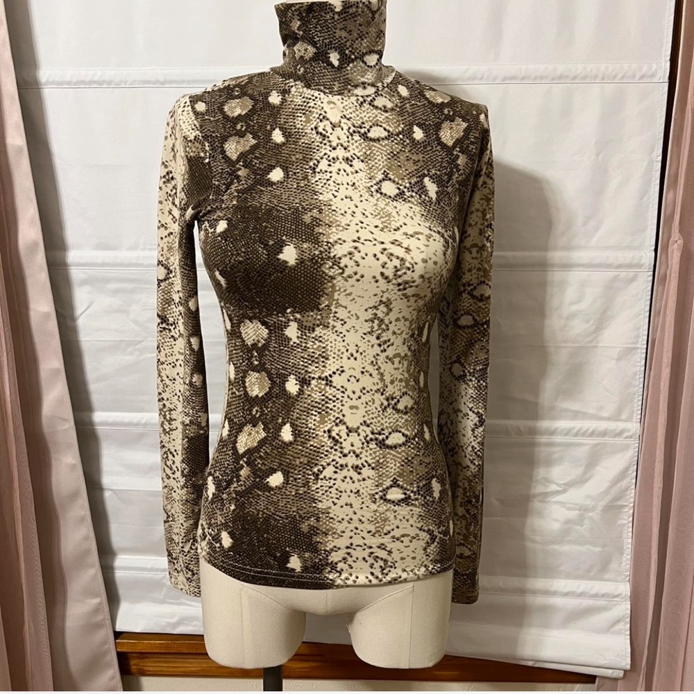 Snakeskin Print Turtleneck Top